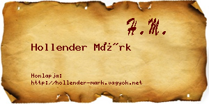 Hollender Márk névjegykártya